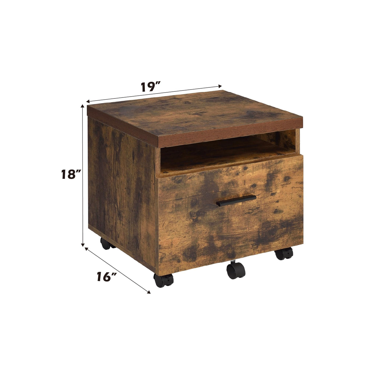 Acme Bob 1-Drawer Wooden File Cabinet In Weathered Oak