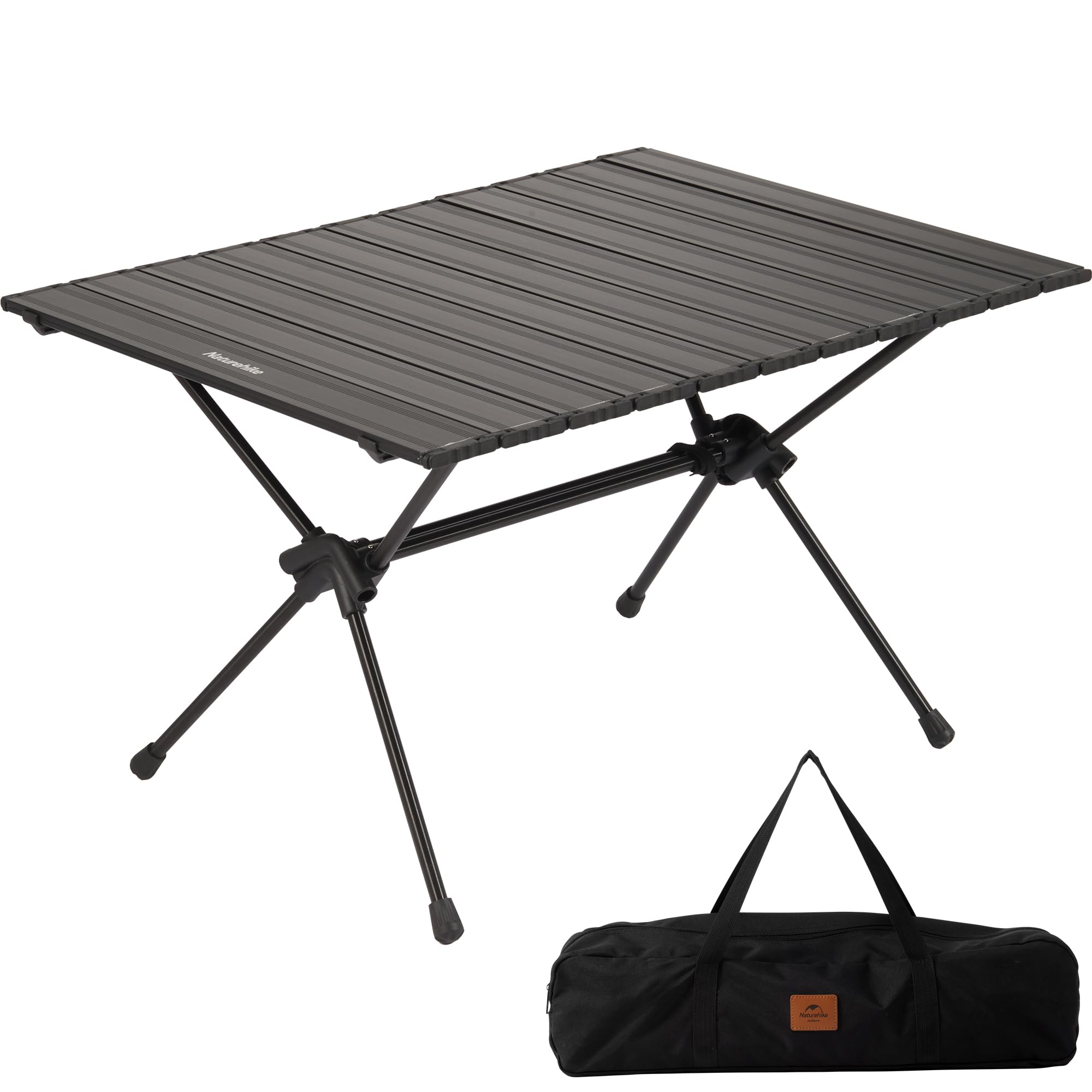 Naturehike FT11 Height Adjustable Camping Table, Ultralight Aluminum Roll Up Table with Carry Bag, Portable Backpacking Camp Tab