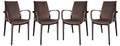 LeisureMod Kent Modern Indoor Outdoor Patio Stackable Dining Arm Chair Set of 4 (Brown)