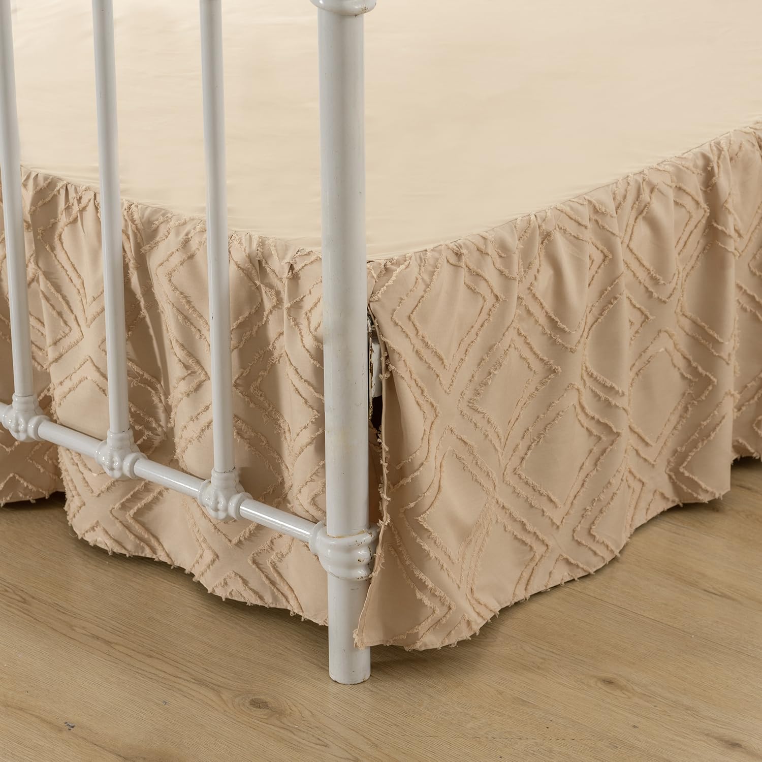 Bed Skirt Full Size, Ruffled Bed Skirt With Split Corners, Full Bed Skirt 14 Inch Drop, Boho Full Size Bed Skirt White For Ruffl