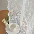 FINECITY Extra Long Sheer Lace Curtains 120 Inches Long, Vintage Rustic Leaf Floral Knitted Lace Curtains for Living Room, Rod P