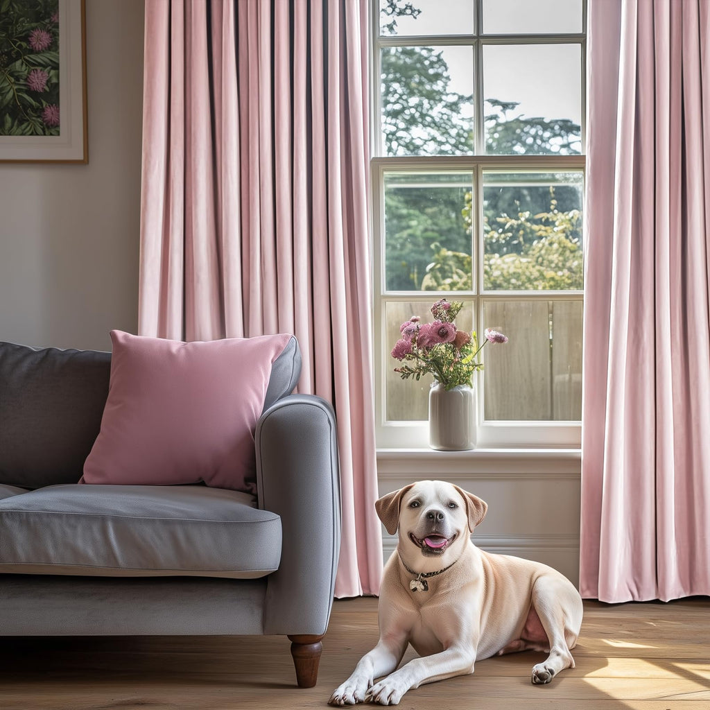 Lazzzy Pink Velvet Curtains Room Darkening Thermal Insulated Curtains 108 Inch Long Window Drapes For Bedroom Living Room Super Soft Luxury Rod Pocket Window Treatment, 2 Panels
