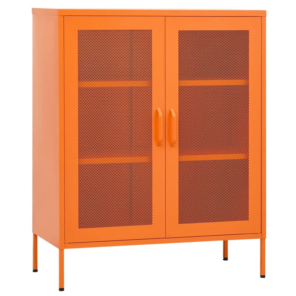 Vidaxl Industrialstyle Steel Storage Cabinet, Adjustable Shelves, Orange, Robust Construction, 31.5 Inch X13.8 Inch X40 Inch , Levellers For S