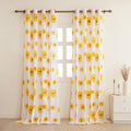 Homemonde Window 6 Feet Grommet Curtains Set Of 2  Cotton Sheer Linen Printed Curtain For Living Room Decoration, White Sun Flo