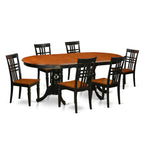 East West Furniture PVLG7-BCH-W 7 Piece Dining Table Set Consist of an Oval Dining Room Table with Butterfly Leaf and 6 Wooden Seat Chairs, 42x78 Inch, Black & Cherry