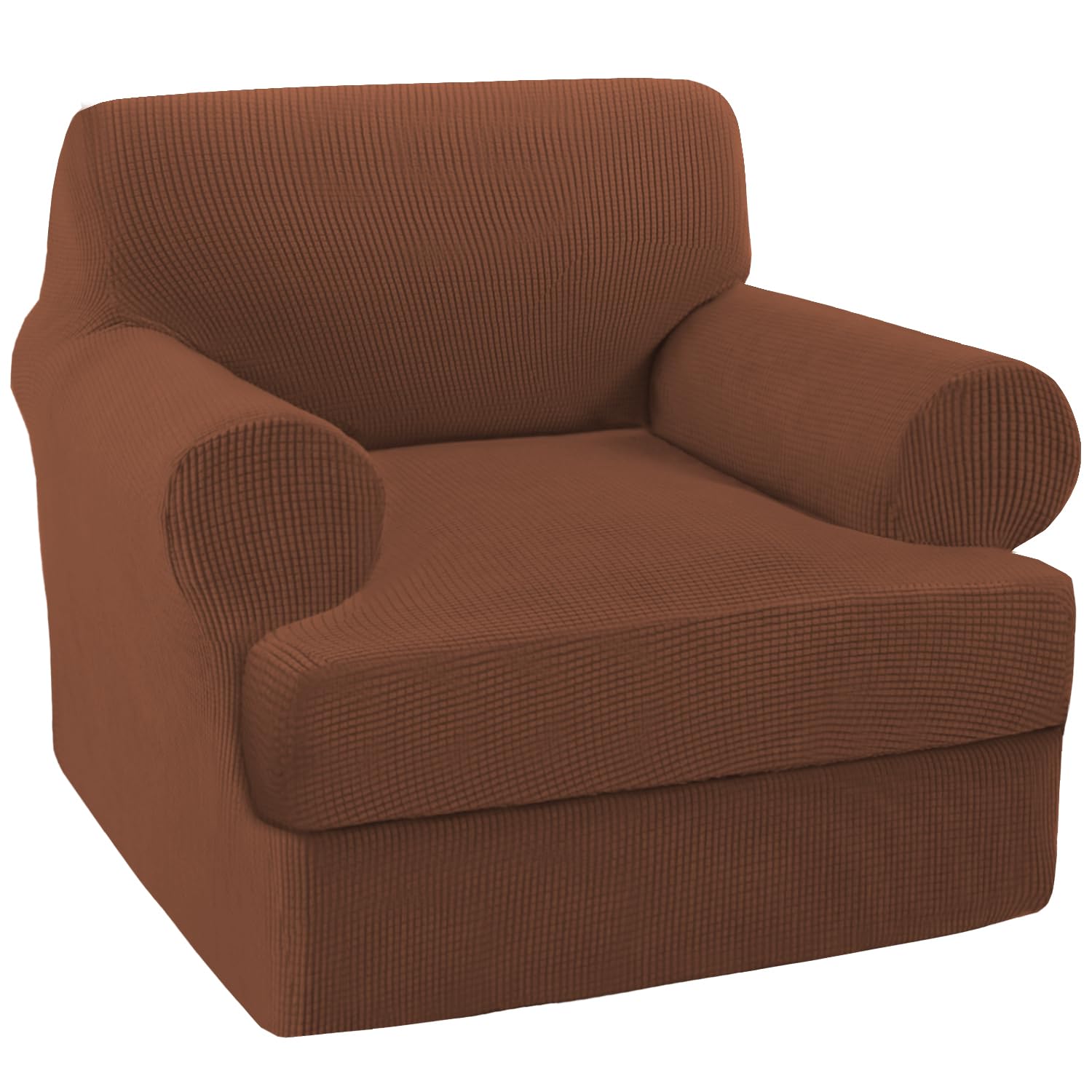 Turquoize T Cushion Chair Slipcover T Cushion Chair Covers For Living Room Stretch Sofa Couch Cover Soft Armchair Cover Washable Furniture Covers With Individual T Cushion Seat Covers (Chair,Caramel)
