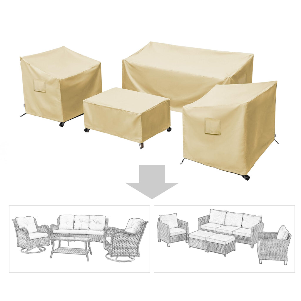 Baner Garden Patio Furniture Covers,Outdoor Furniture Cover Waterproof,Patio Furniture Set Covers For 4 Piece Outdoor Conversation Set,Patio Covers Set-Xx-Large (Beige)