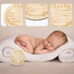 2Pcs Newborn Baby Birth Announcement Sign, Round Wooden Baby Name Welcome Sign, Newborn Photo Props For Hospital Sign Baby Name