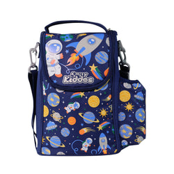 Smily Kiddos Strap Lunch Bag V2 Space Theme Blue For Kids, School, And Picnic