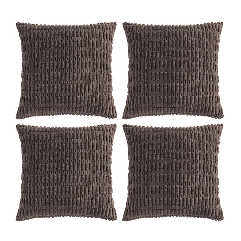 Fancy Homi 4 Packs Boho Dark Brown Decorative Throw Pillow Covers 26X26 Inch For Living Room Couch Bed Sofa, Rustic Modern Farmh