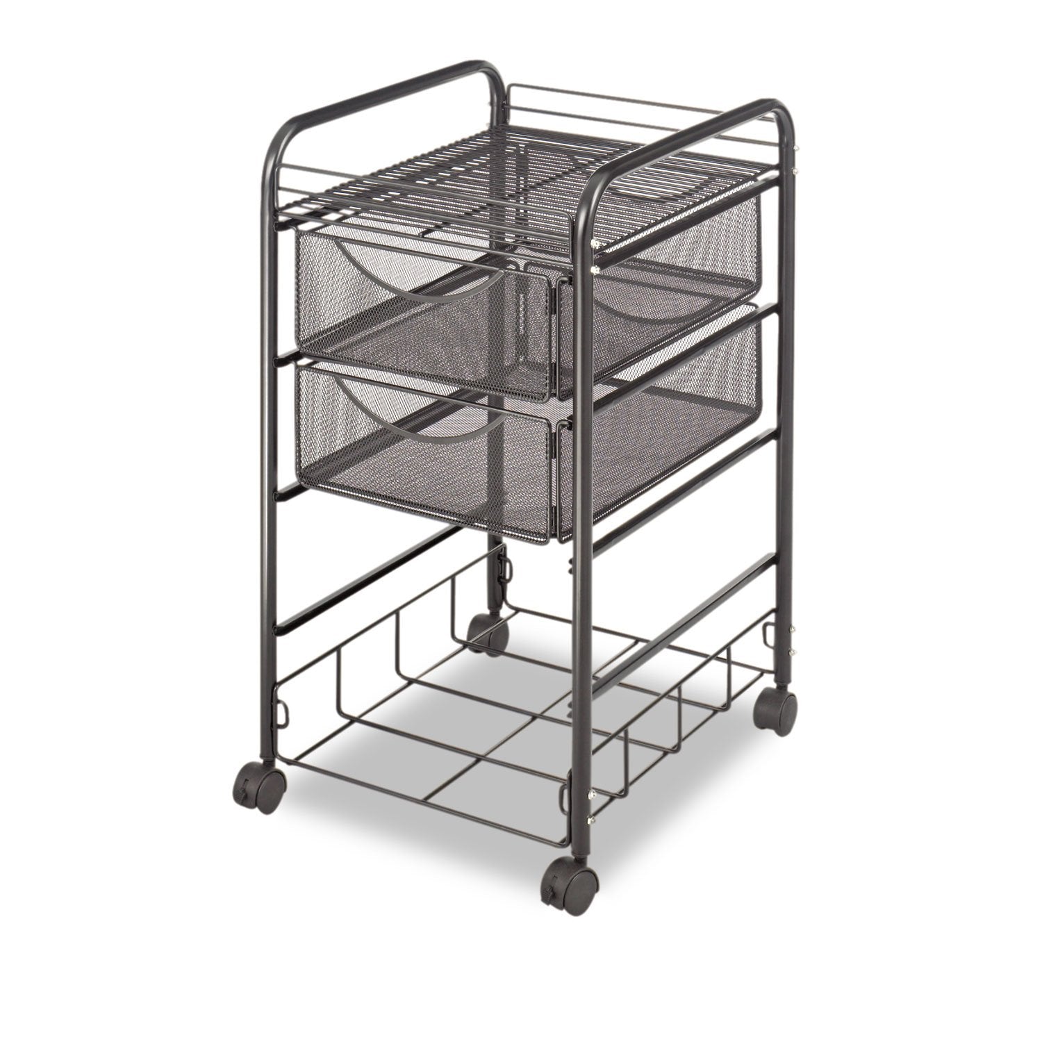 Safco Onyx Rolling File Cart with 4 File Drawers, Fits Letter-Size Hanging Folders, Durable Steel Mesh Construction