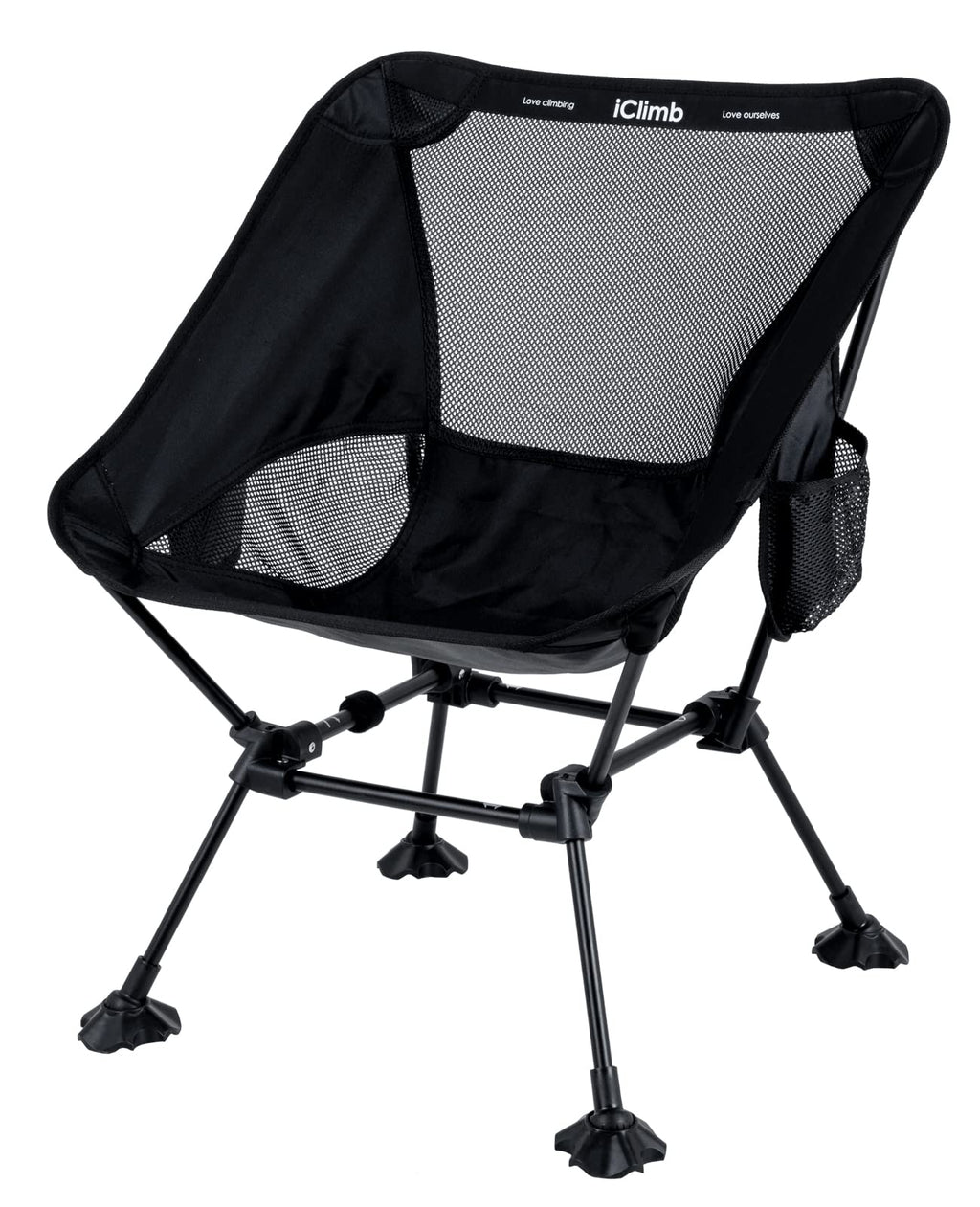 Iclimb Ultralight Compact Camping Folding Beach Chair With Anti-Sinking Large Feet And Back Support Webbing (Black - Square Frame)