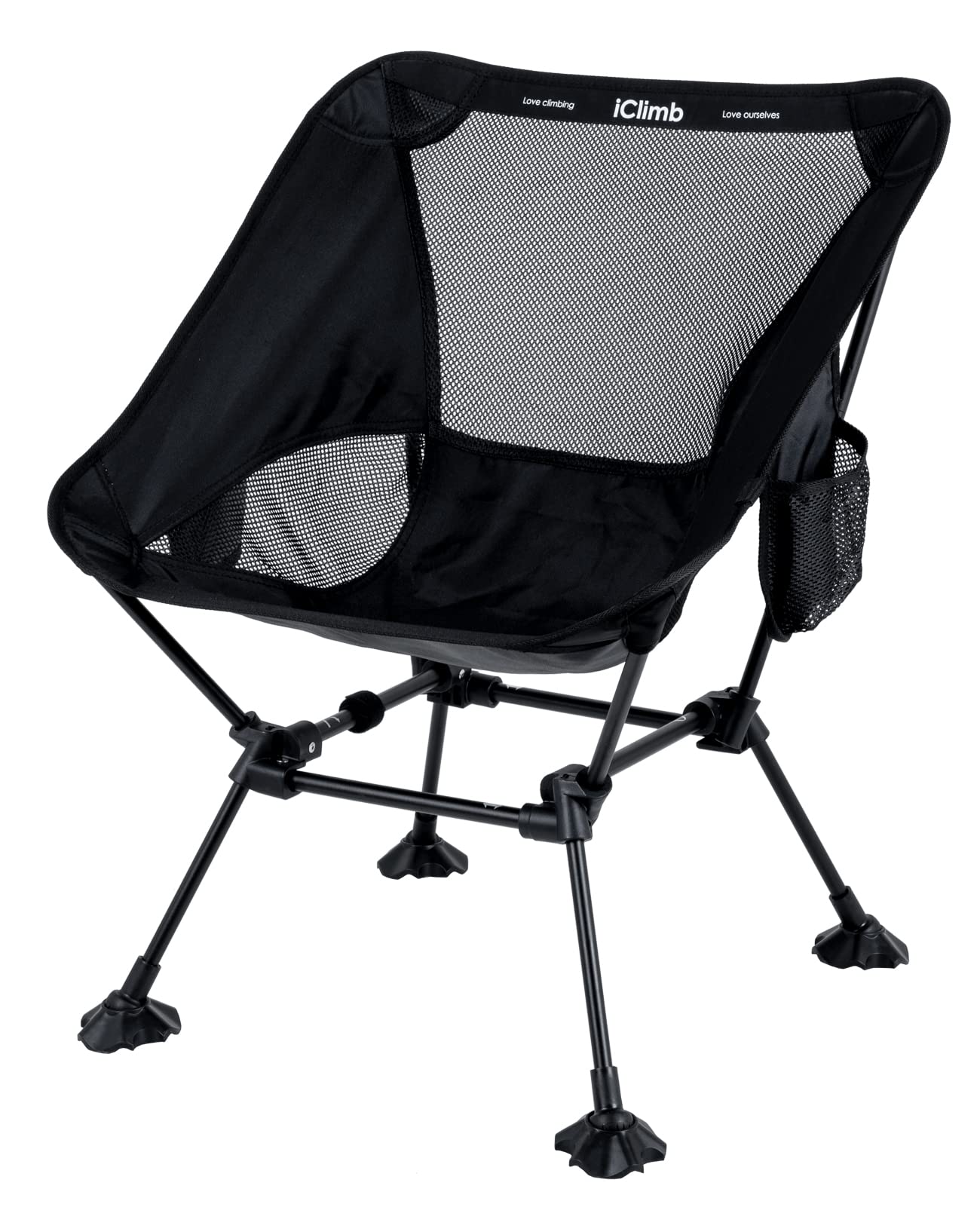 Iclimb Ultralight Compact Camping Folding Beach Chair With Anti-Sinking Large Feet And Back Support Webbing (Black - Square Frame - 2Pc)