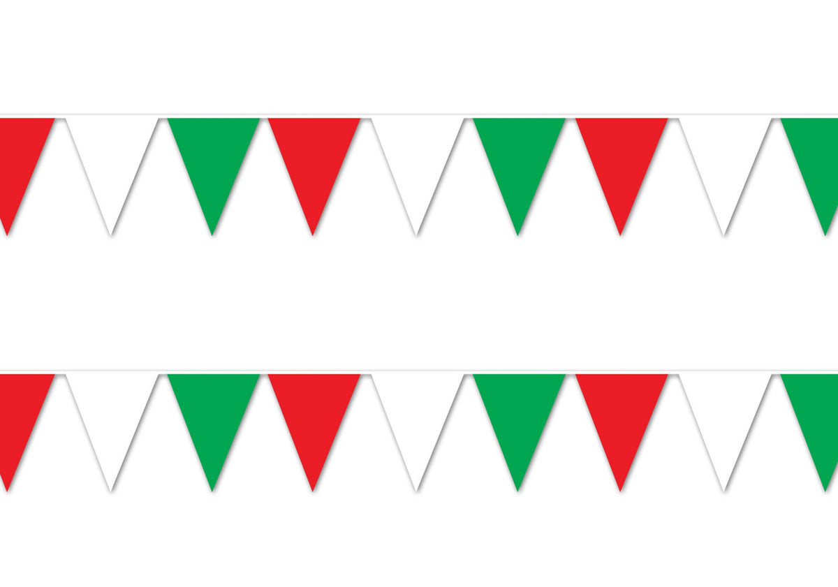 Beistle S50702-RWGAZ2 Pennant Banners, 2 Piece, 17 x 30, Red/White/Green