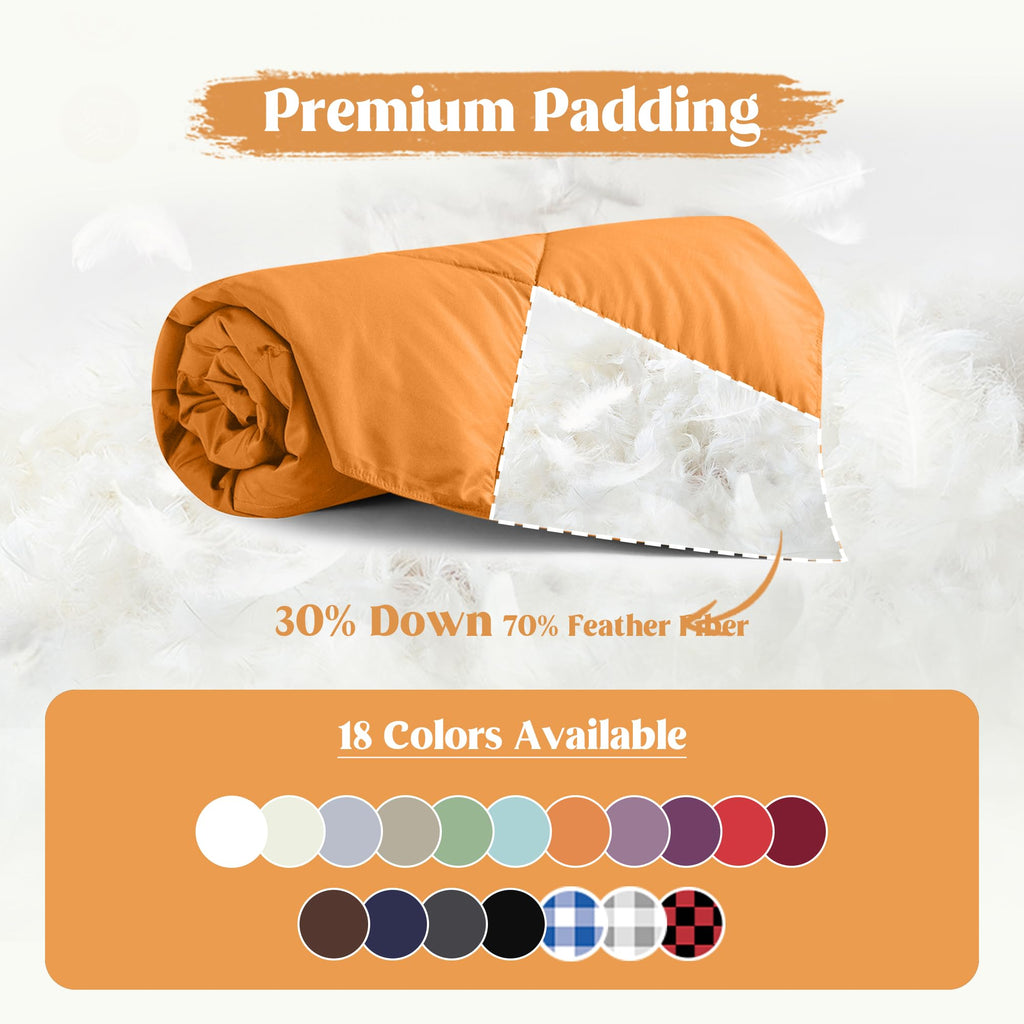 Puredown Soft Feather Down Throw Blanket Lightweight Packable Couch Throw For Indoor And Outdoor Use, 50''X70'', Orange