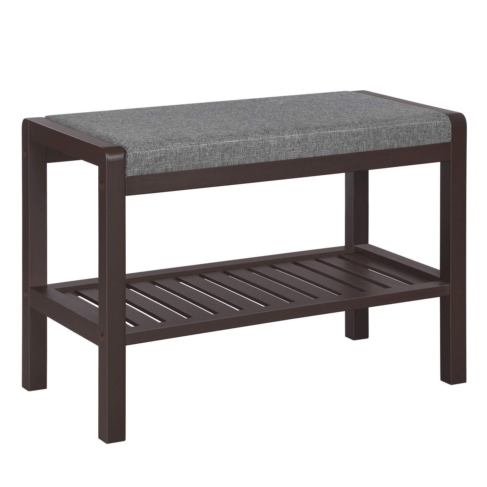 SONGMICS Shoe Rack Bench with Cushion Upholstered Padded Seat, Storage Shelf, Shoe Organizer, Holds Up to 350 lb, Ideal for Entr