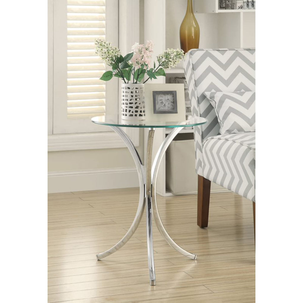 Coaster Home Furnishings Eloise Round Accent Table with Curved Legs Chrome