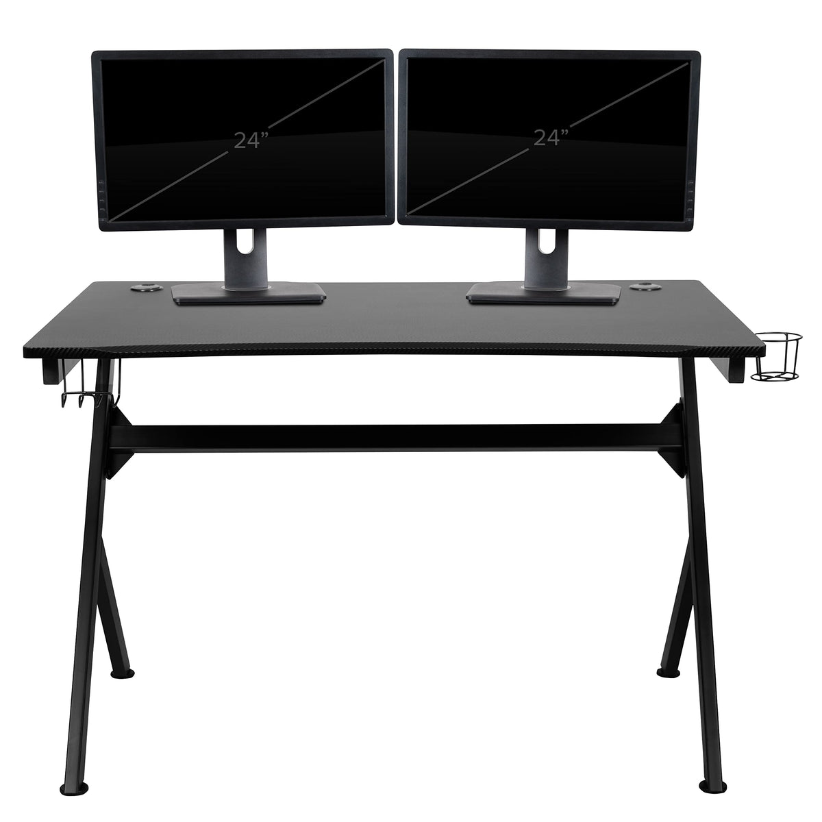 Flash Furniture Optis Black Gaming Desk and Black Racing Chair Set with Cup Holder, Headphone Hook & 2 Wire Management Holes