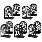 Eoout Bookends For Shelves Decorative, 5 Pairs Of Tree Bookends Supports, Black Metal Book Stoppers For Heavy Books, Heavy Duty