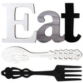 Set of EAT Sign, Fork and Spoon Wall Decor, Rustic Wood Eat Decoration, Cute Eat Letters for Kitchen and Home, Decorative Hangin