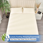 Phf 100% Rayon Derived From Bamboo Cooling Fitted Sheet Queen Size For Hot Sleeper,16'' Deep Pocket,2.5Cm Wider Strong Elastic B