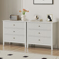 RoyalCraft 3 Drawer Dresser Set of 2, Fluted Wood Chest of Drawers with Storage, Modern Painted 30 inch Wide Nightstand for Bedr
