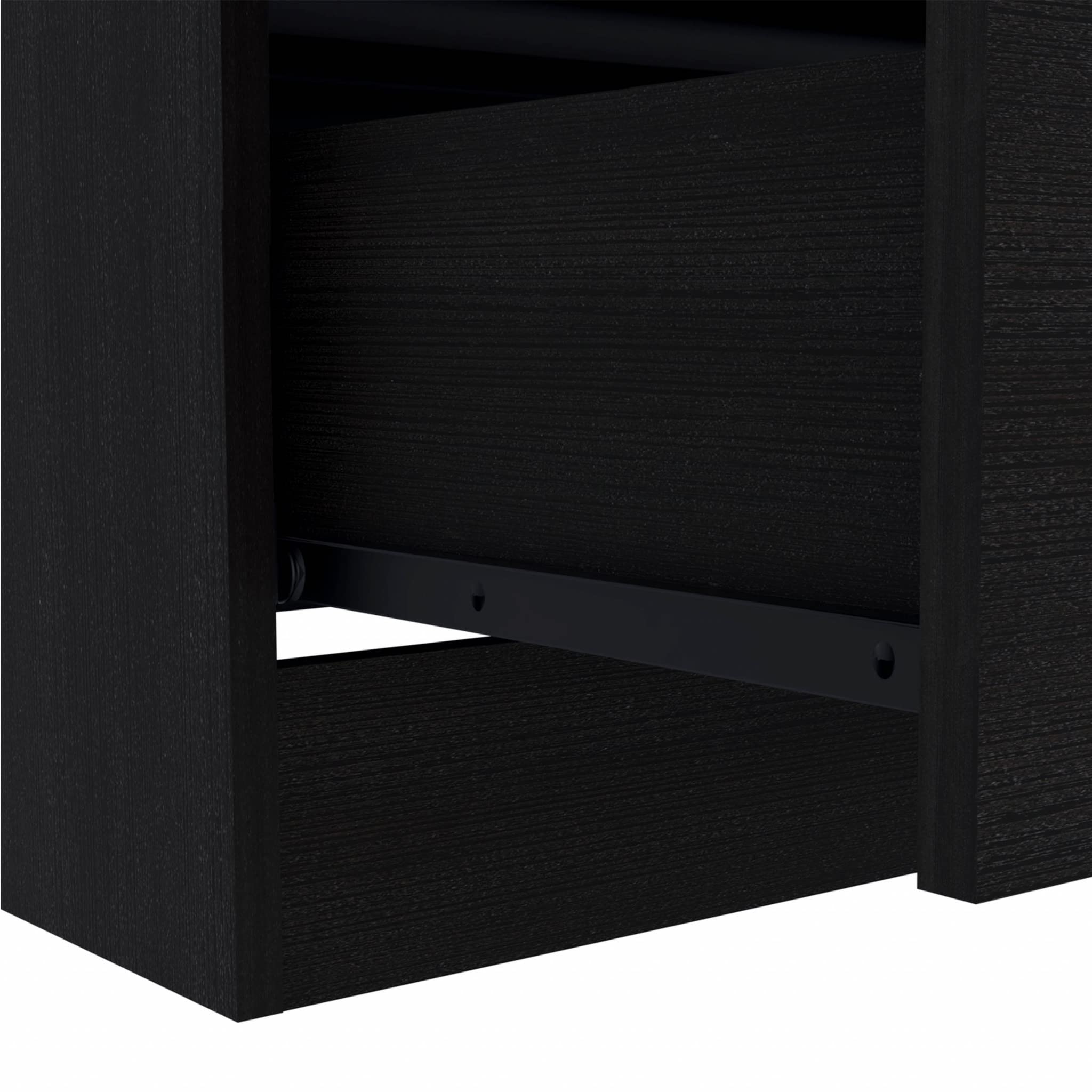 HomeRoots Particle Board 29' Black Three Drawer Dresser