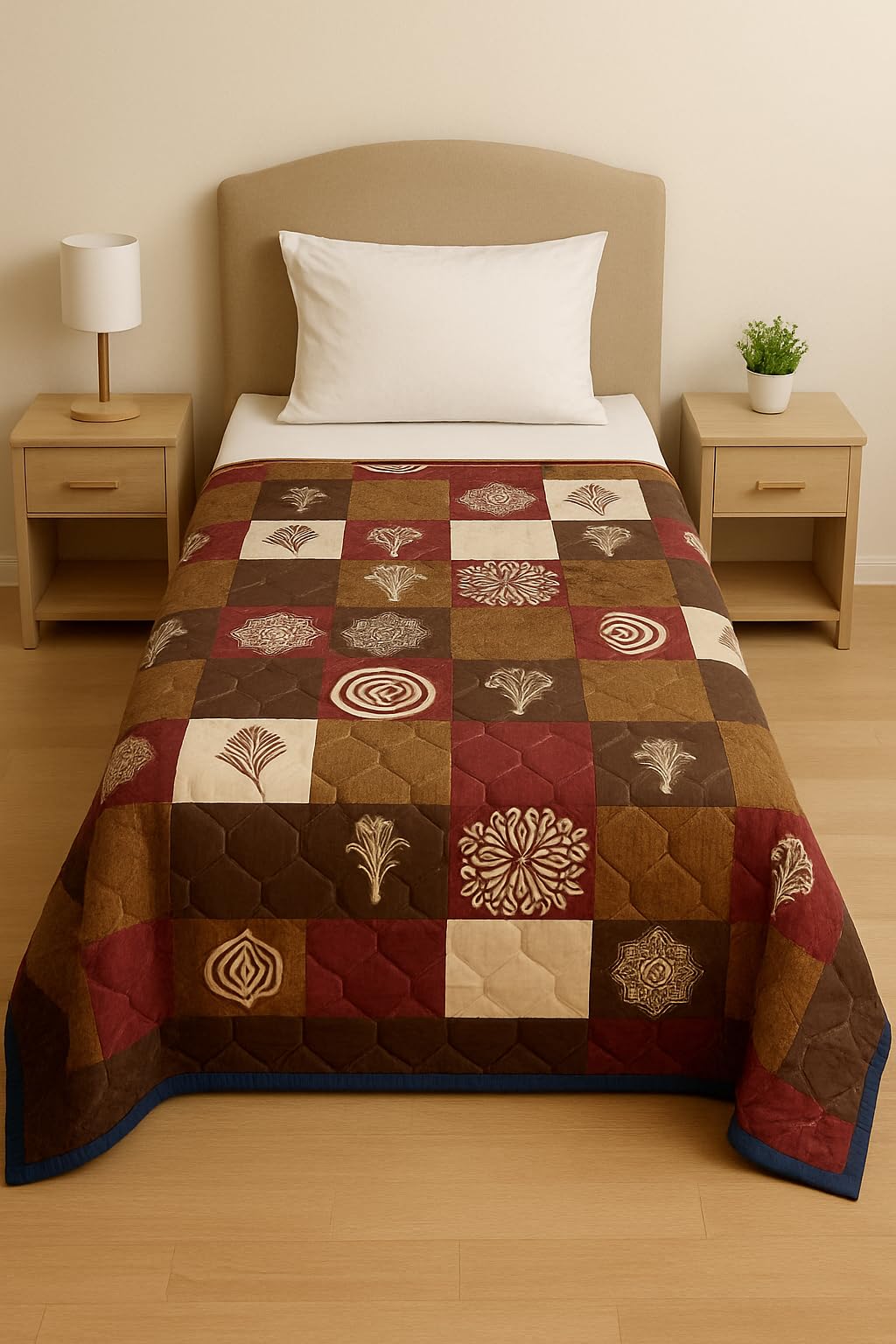 Mahya Ac Comforter For Single Bed (82X58 Cm) (Mustard With Brown)