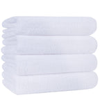 POLYTE Microfiber Quick Dry Lint Free Bath Towel, 57 x 30 in, Pack of 4 (White)
