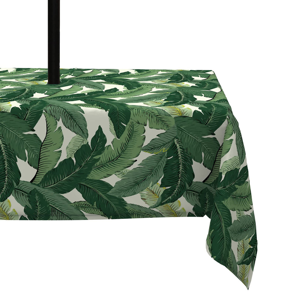 Lvtxiii Outdoor Tablecloth With Umbrella Hole And Zipper, 60 X 84 Inch Water-Repellent Patio Table Cloth, Rectangle Table Covers For Backyard Garden, Clemens Noir Blue