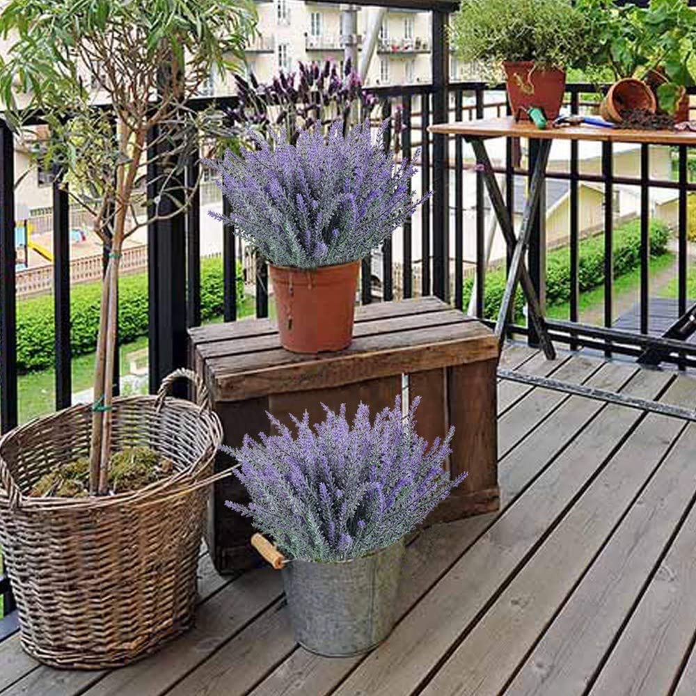 Gtidea 4Pcs Artificial Flowers Flocked Plastic Lavender Bundle Fake Plants Wedding Bridle Bouquet Indoor Outdoor Home Kitchen Of