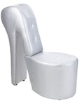 Best Master Furniture High Heel Faux Leather Shoe Chair With Crystal Studs, Silver