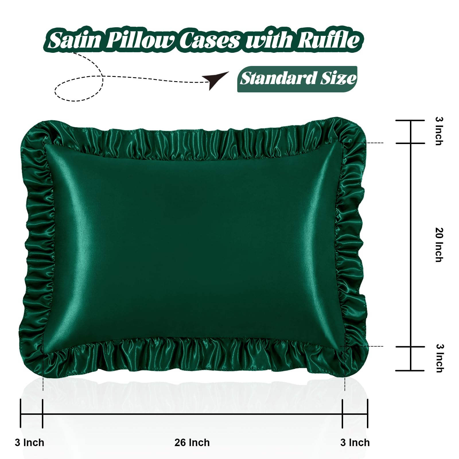 Homiest Ruffle Satin Pillowcase For Hair And Skin, Standard Satin Pillow Covers Silky Pillow Cases Set Of 2, Satin Ruffled Pillo