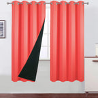 LEMOMO 100% Blackout Curtains 52 x 63 Inch/Coral Curtains 2 Panels with Black Lining Room Darkening Thermal Insulated Bedroom Cu