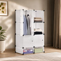 Amazon Basics Plastic Modular Wardrobe Storage Cabinet For Home | 8 Cube Organizer With Hanging Space | Diy Foldable Closet For 
