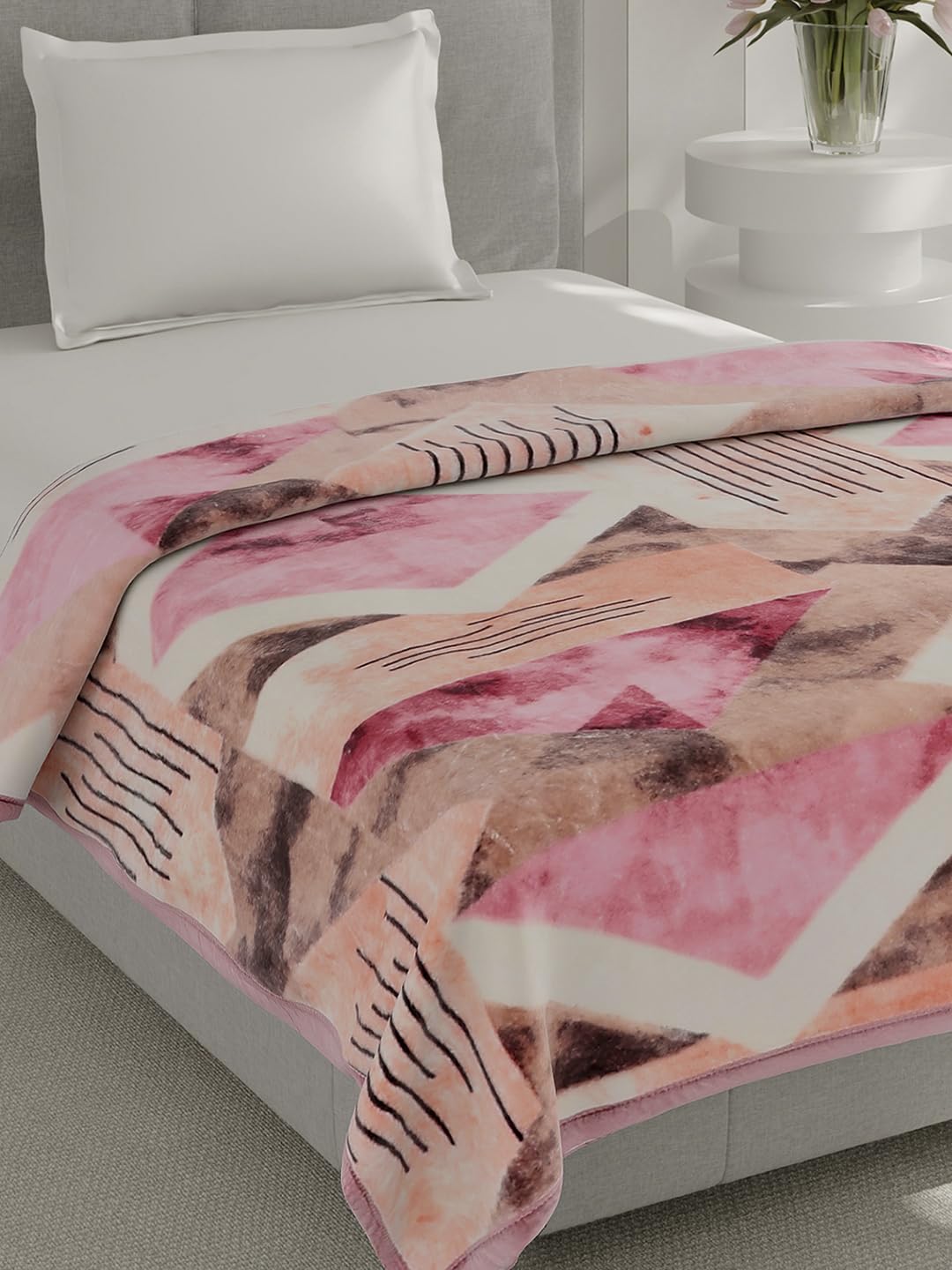 Monte Carlo Single Bed Winter Blanket Impact 1 Ply Fancy Bag Pack 625 GSM | 2.2 KG (220x160 CM), Baby Pink