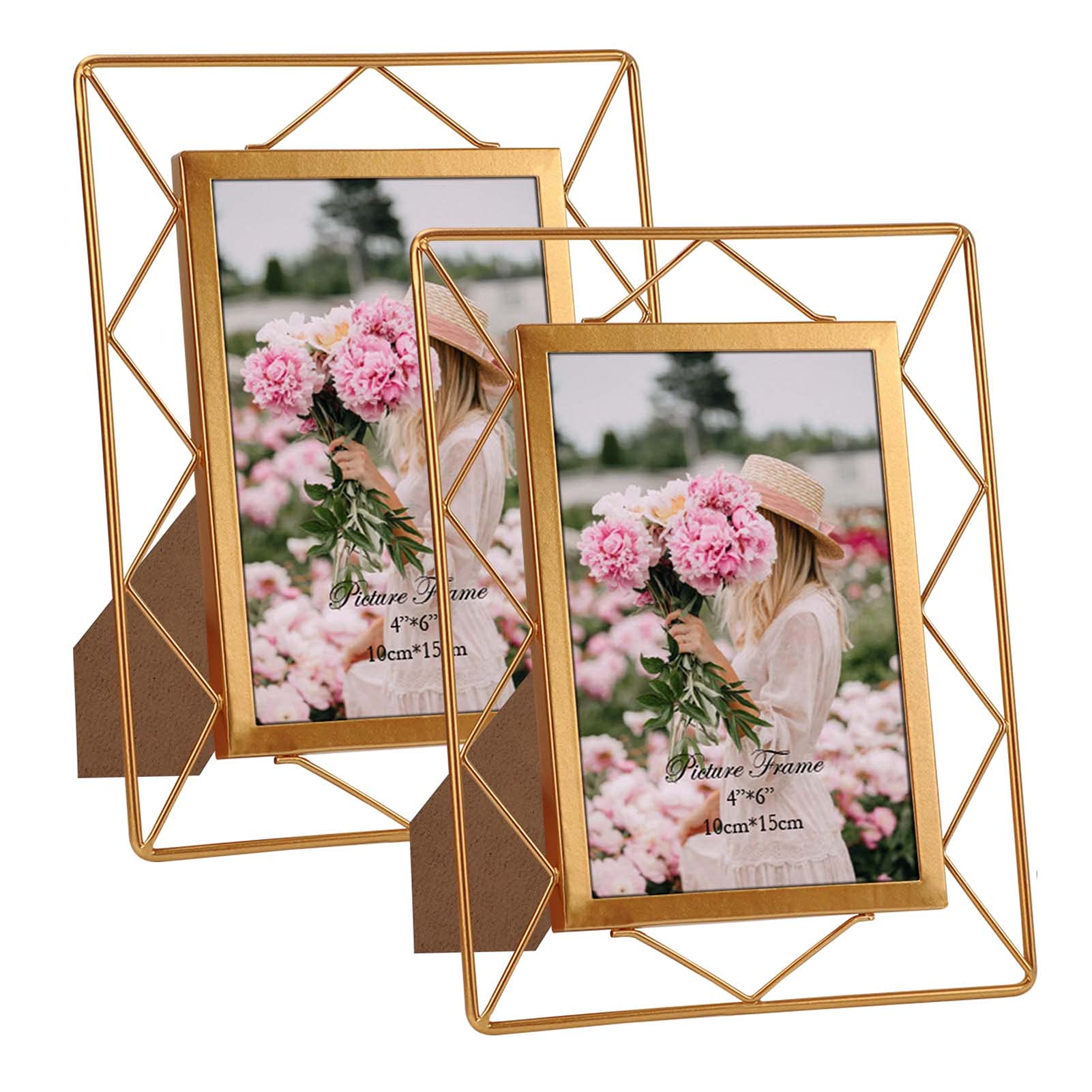 SPEPLA 4x6 Metal Picture Frames for Tabletop or Wall Mounting Display, 2 Pack 6 x 4 Photo Frame