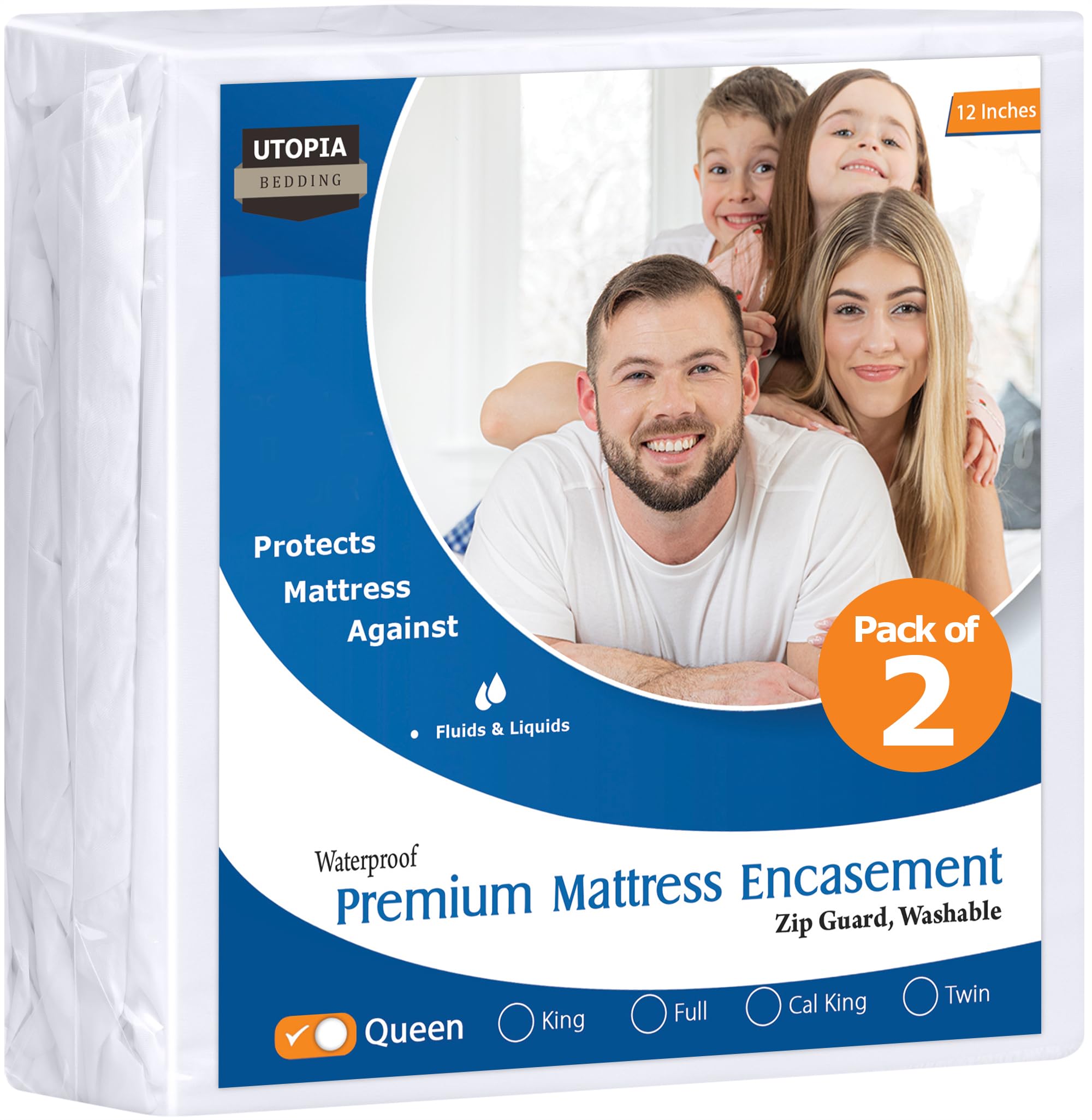 Utopia Bedding Premium Zippered Mattress Encasement (Fits 12 Inches Mattress, Queen) - Waterproof And Bed Bug Proof Mattress Pro