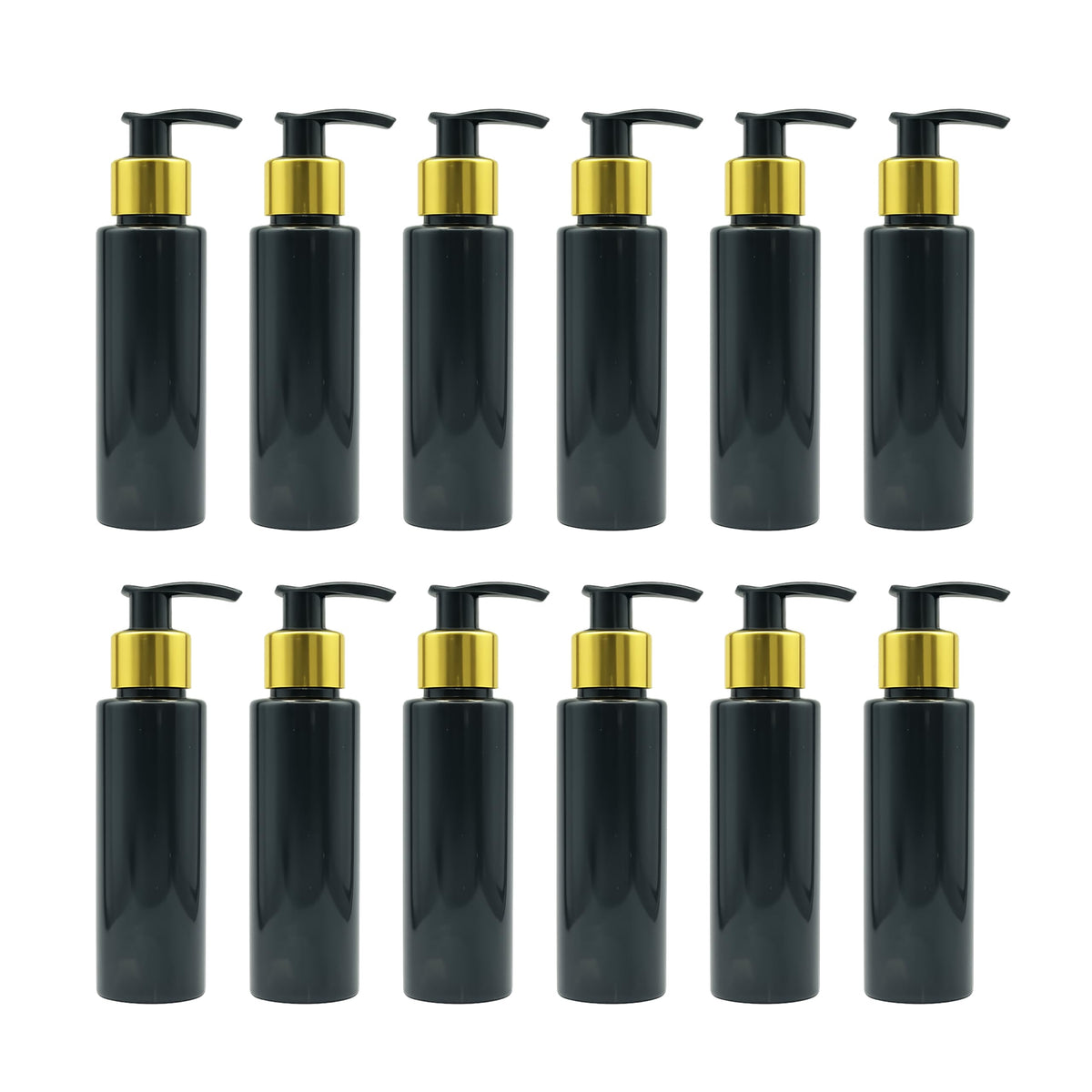 Pharcos 100Ml Refillable Black Plastic Pump Bottle With Elegant Golden Black Dispenser Pump  Perfect For Lotions, Serums, Hair