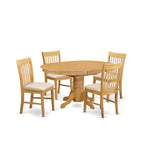 East West Furniture AVNO5-OAK-C Avon 5 Piece Modern Set Includes an Oval Wooden Table with Butterfly Leaf and 4 Linen Fabric Kitchen Dining Chairs, 42x60 Inch, Oak