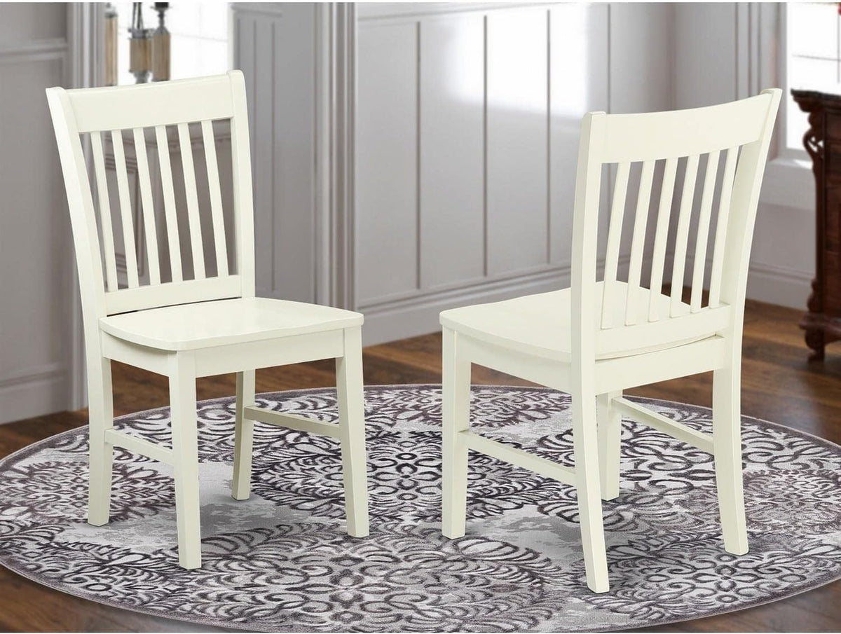 East West Furniture NFC-LWH-W Norfolk Dining Room Chairs - Slat Back Solid Wood Seat Chairs, Set of 2, Linen White