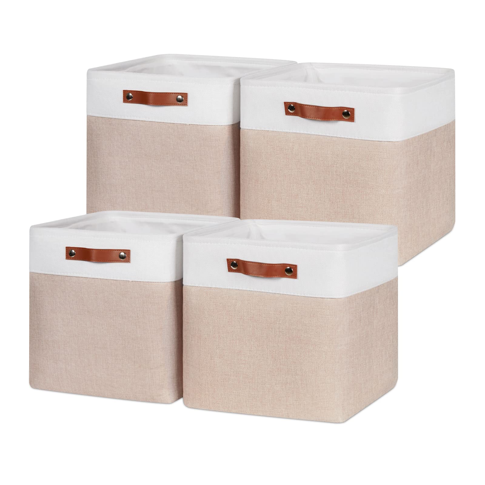 HNZIGE Fabric Baskets Storage Cubes Baskets Set(4 Pack) Large Cube Baskets for Shelves,13x13x13 Storage Cube Bins for Storage wi