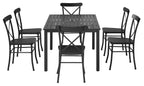 Crosley Furniture Astrid 7-Piece Outdoor Dining Set for 6, Patio Table and Chairs for Backyard, Deck, Matte Black