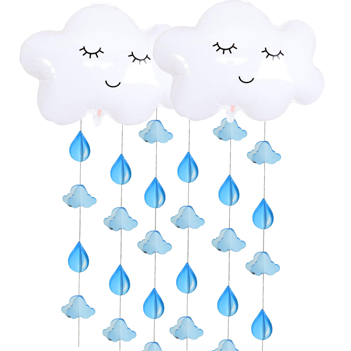TOYXE 6 Pieces Cloud Raindrop Hanging Decorations | Clouds Foil Balloons with Rain Drop Garland for DIY Decorative | Baby Shower