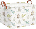 CLOCOR Rectangular Storage Basket Empty,Gift Basket,Waterproof Storage Bin with Handles,Room Decor(Castle Dinosaur)