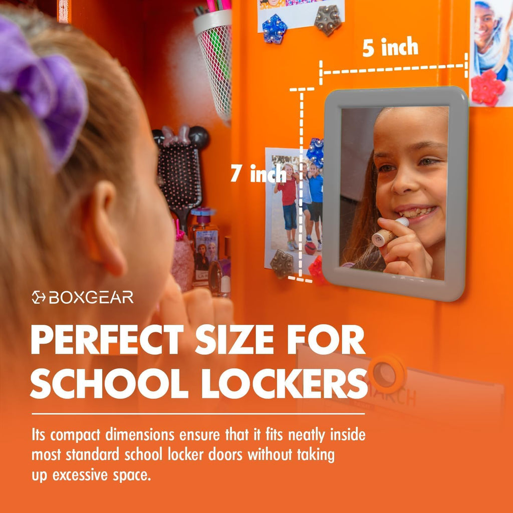 Boxgear Magnetic Locker Mirror - 5' X 7'- For School Locker, Bathroom, Household Refrigerator, Locker Accessory, Workshop Tool
