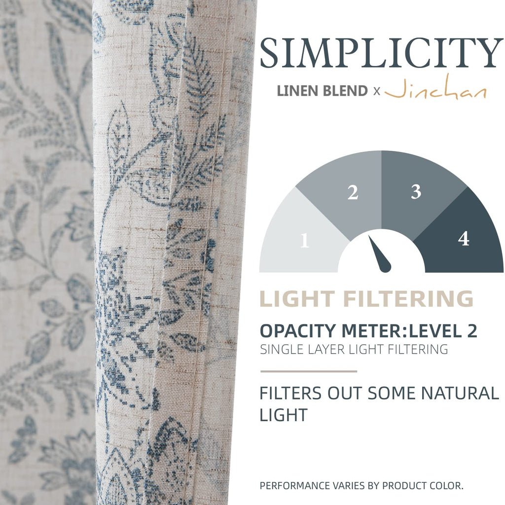 Jinchan Floral Kitchen Curtains 24 Inch Linen Tier Curtains Farmhouse Cafe Curtains Country Botanic Small Window Curtains Rod Po