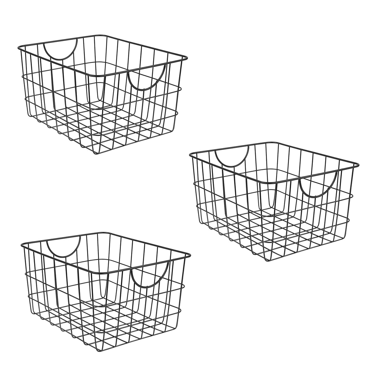 Go Hooked Multipurpose 15 Utility Basket, Sturdy Steel Wire Storage Solution, Curved Easy Grab Handles Decorative Organization 