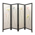 HomeRoots 78 x 1 x 63 Multicolor Fabric and Wood Flourshing Screen Room Divider