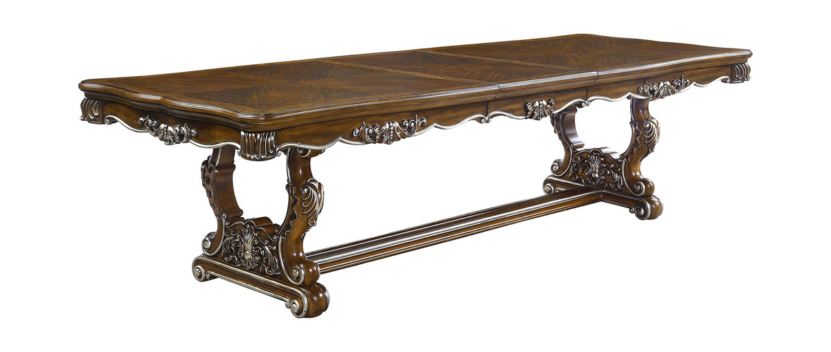 Acme Latisha Wooden Double Pedestal Dining Table in Antique Oak